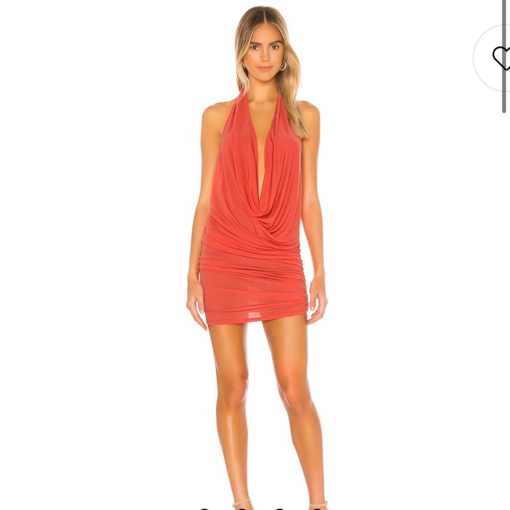 Revolve Michael Costello Izzy Mini Dress in Coral